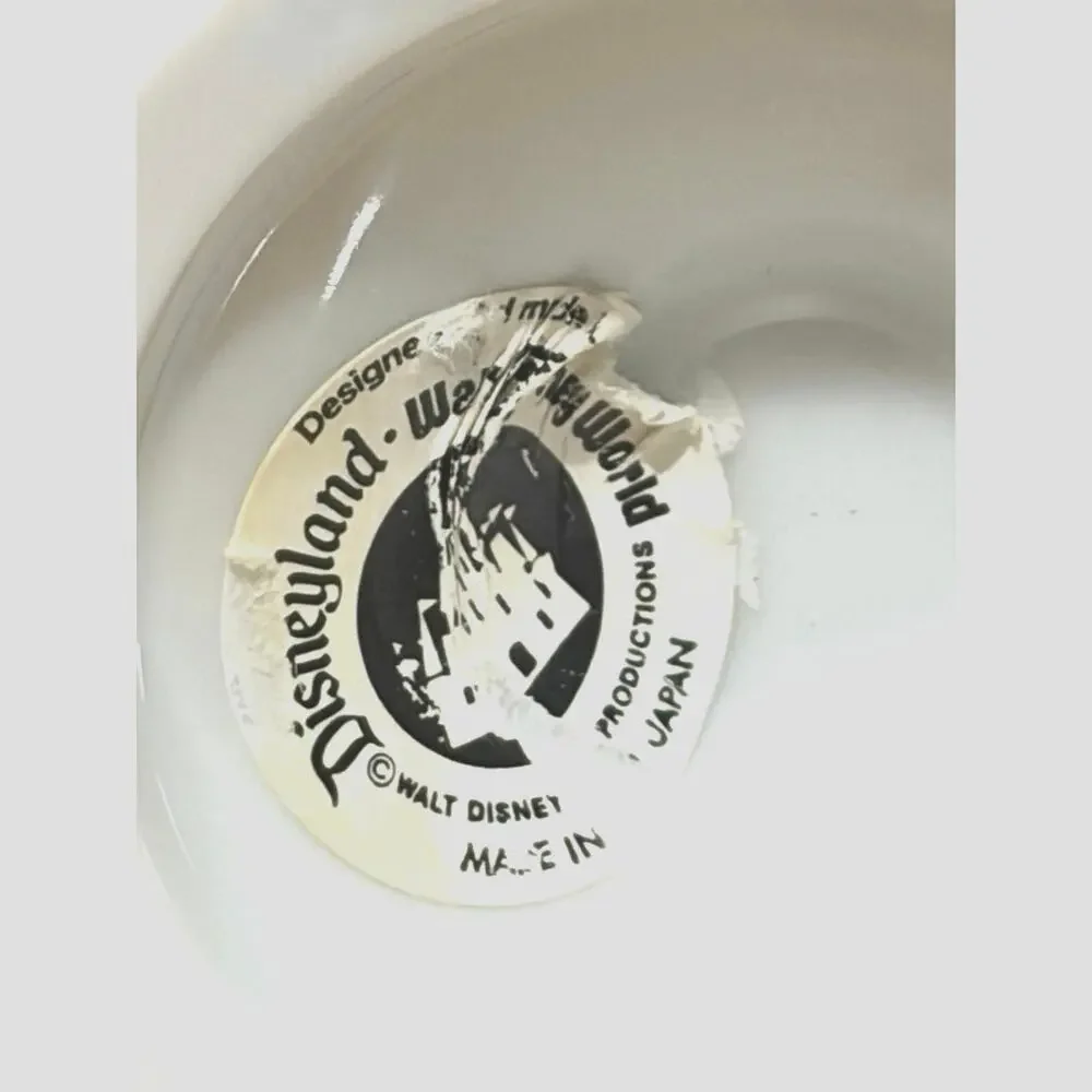 Vintage Disney Mickey Mouse Pedestal Mug Cup White Yellow Japan